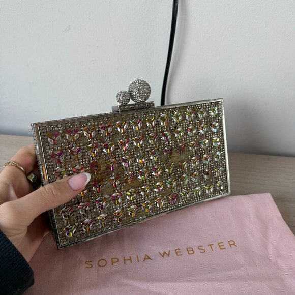 Sophia Webster Clara Clutch Box Bag Crystal Embellished - Picture 3 of 14